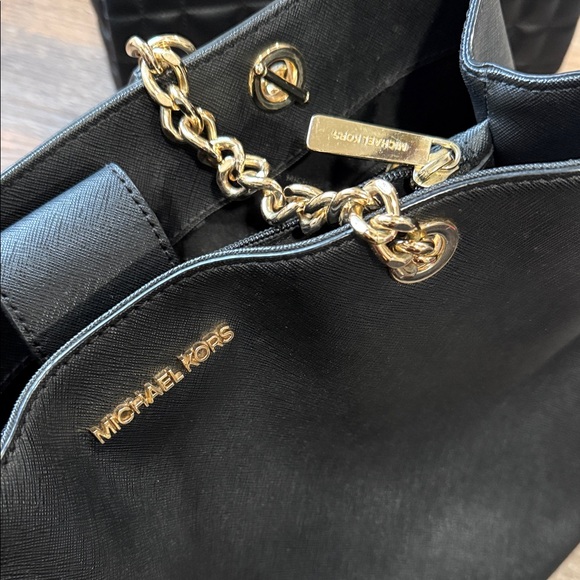 Michael Kors Black Tote with Gold Chain - Picture 3 of 12